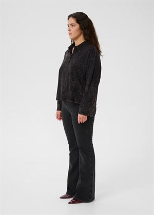 Neia polo bluse Black Brown Wash Gestuz 